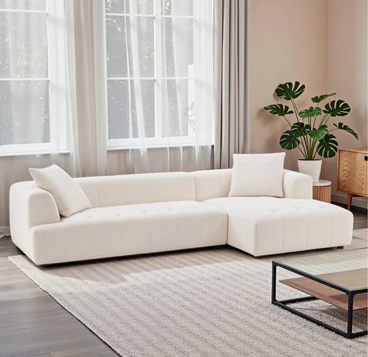 Kaynes 120" Ivory Boucle L-Shaped Sectional