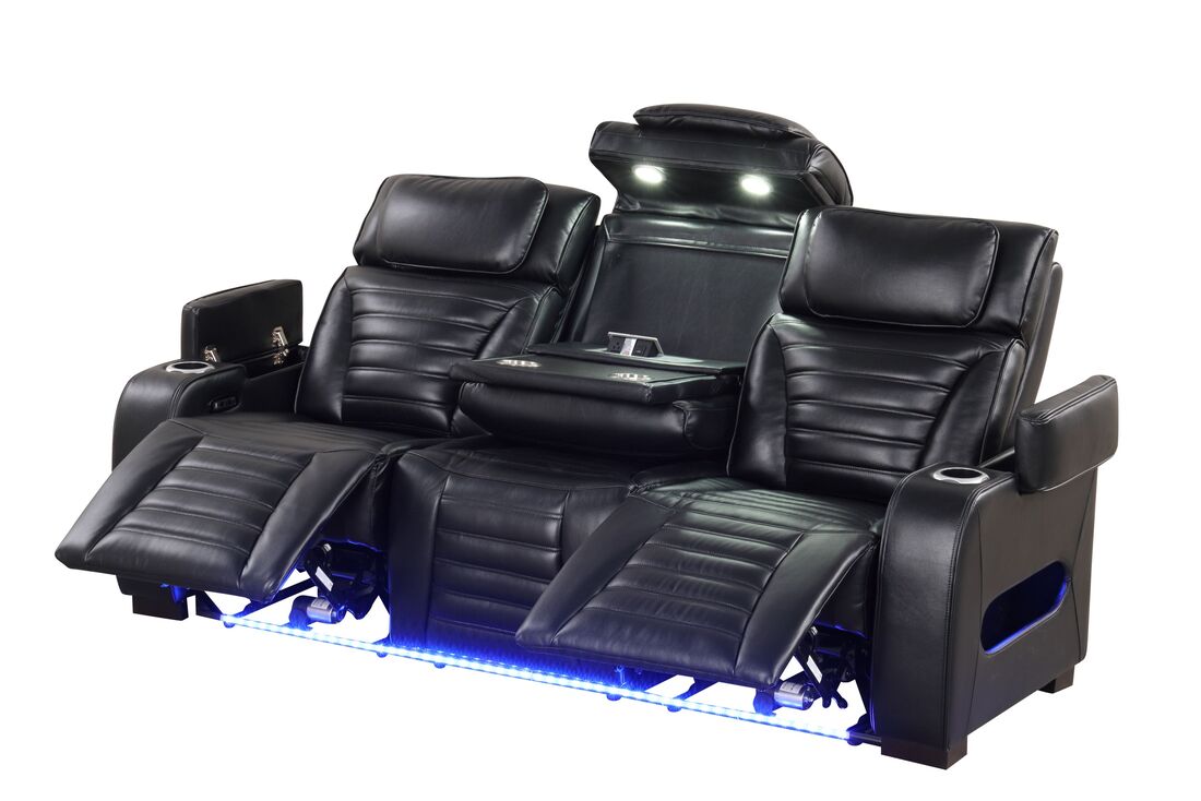 Tokyo Black  POWER/LED/BLUETOOTH SPEAKERS 3pc Reclining Set