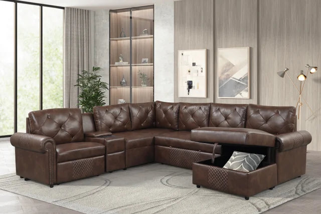 Winston Brown POWER Reclining Sectional (Pull-Out Bed)