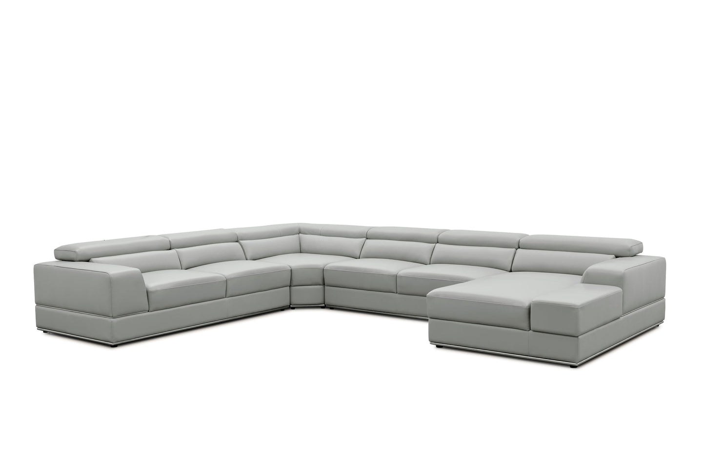 Nella Grey Sectional Sofa | Italian Leather Match MI-5107
