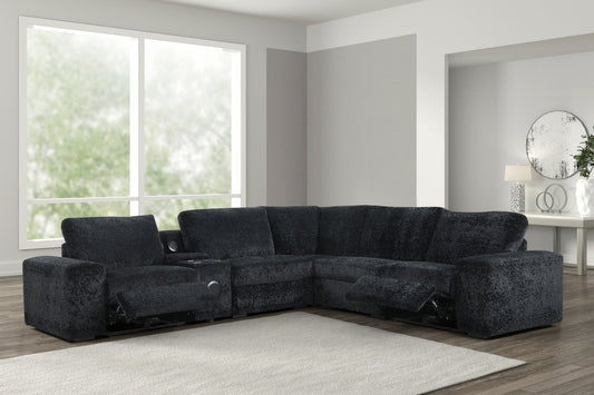 Amelia Charcoal POWER/BLUETOOTH SPEAKERS Reclining Sectional