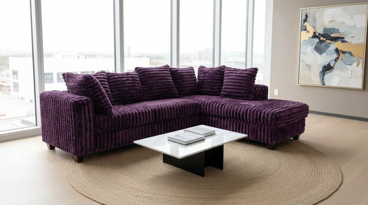 Gia Purple Corduroy Fabric Sectional S300