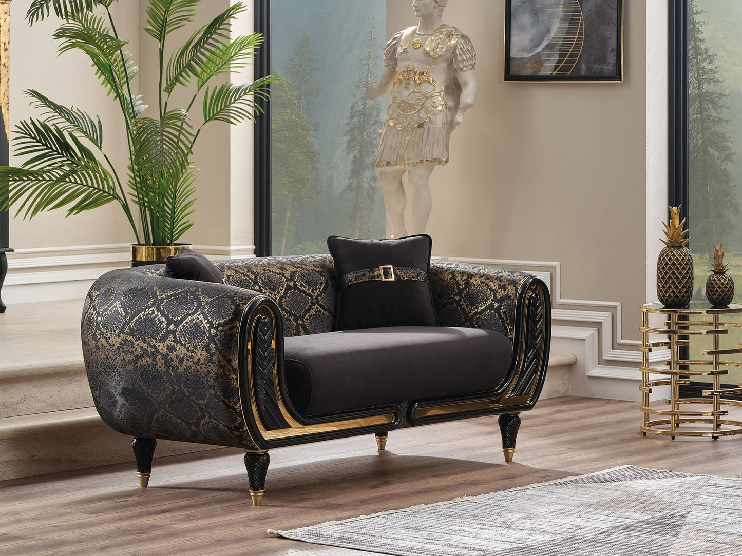 Lima 3-pieces (Sofa & Loveseat & Chair) Livingroom Set Black