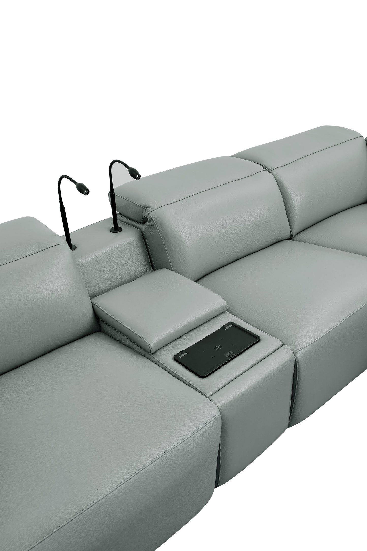 Holly Grey Italian Leather/Match POWER Reclining Corner Sectional (3 Power Recliners + 1 Console) MI-2520