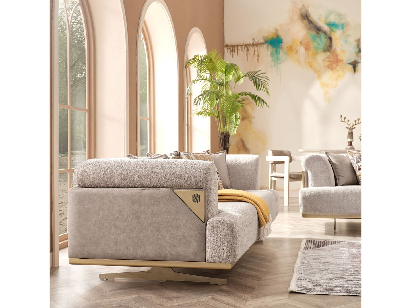 Urla 3-pieces (Sofa & Module Sofa & 1 Chair) Livingroom Set Cream