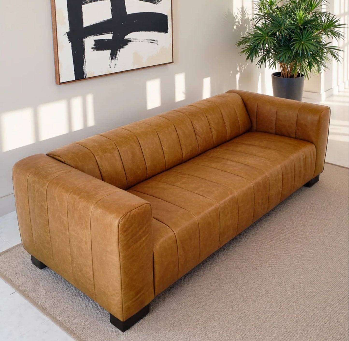 Dixon Waxy Tan Genuine Leather Sofa