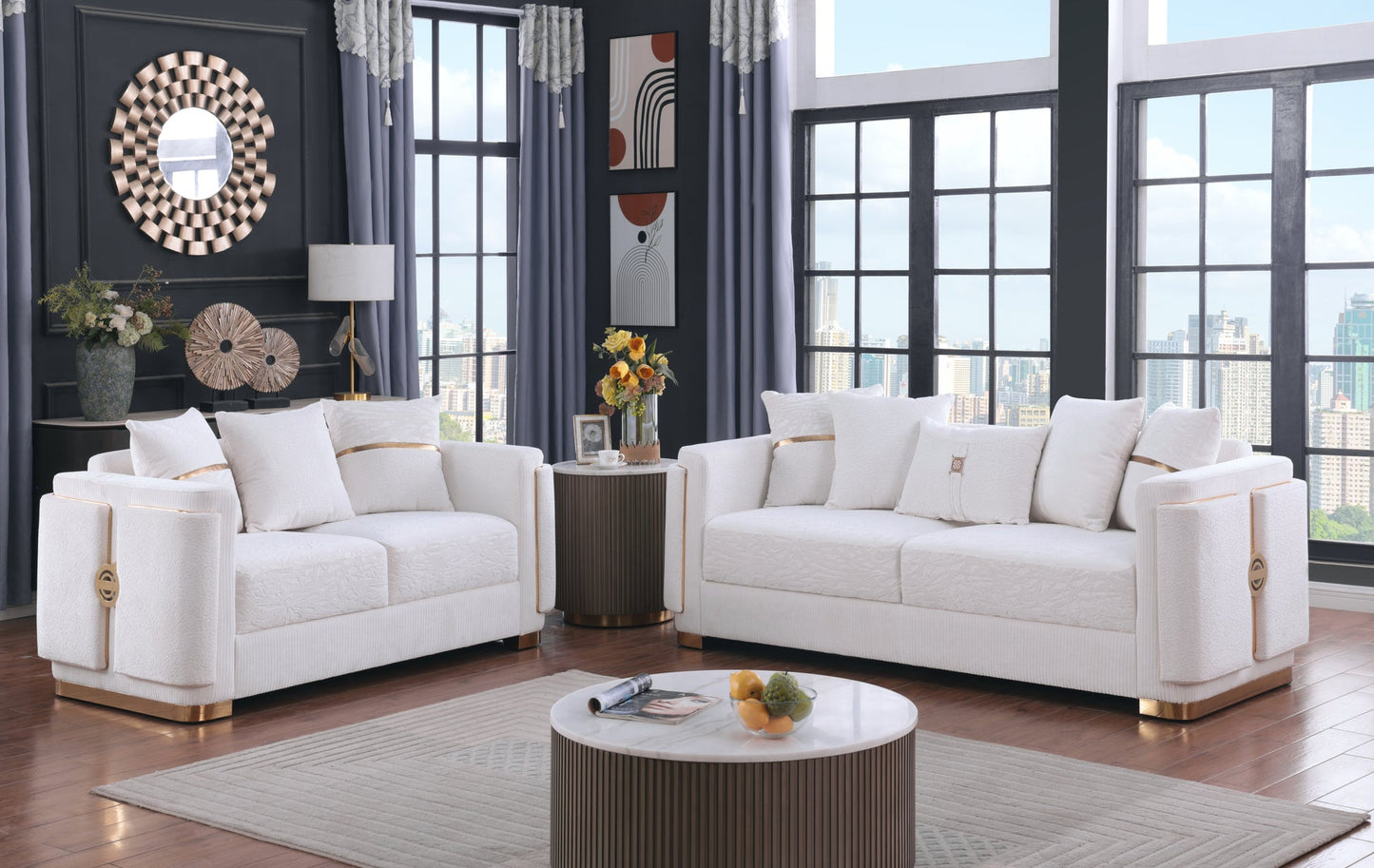 Capri Collection White Living Room Set S1001