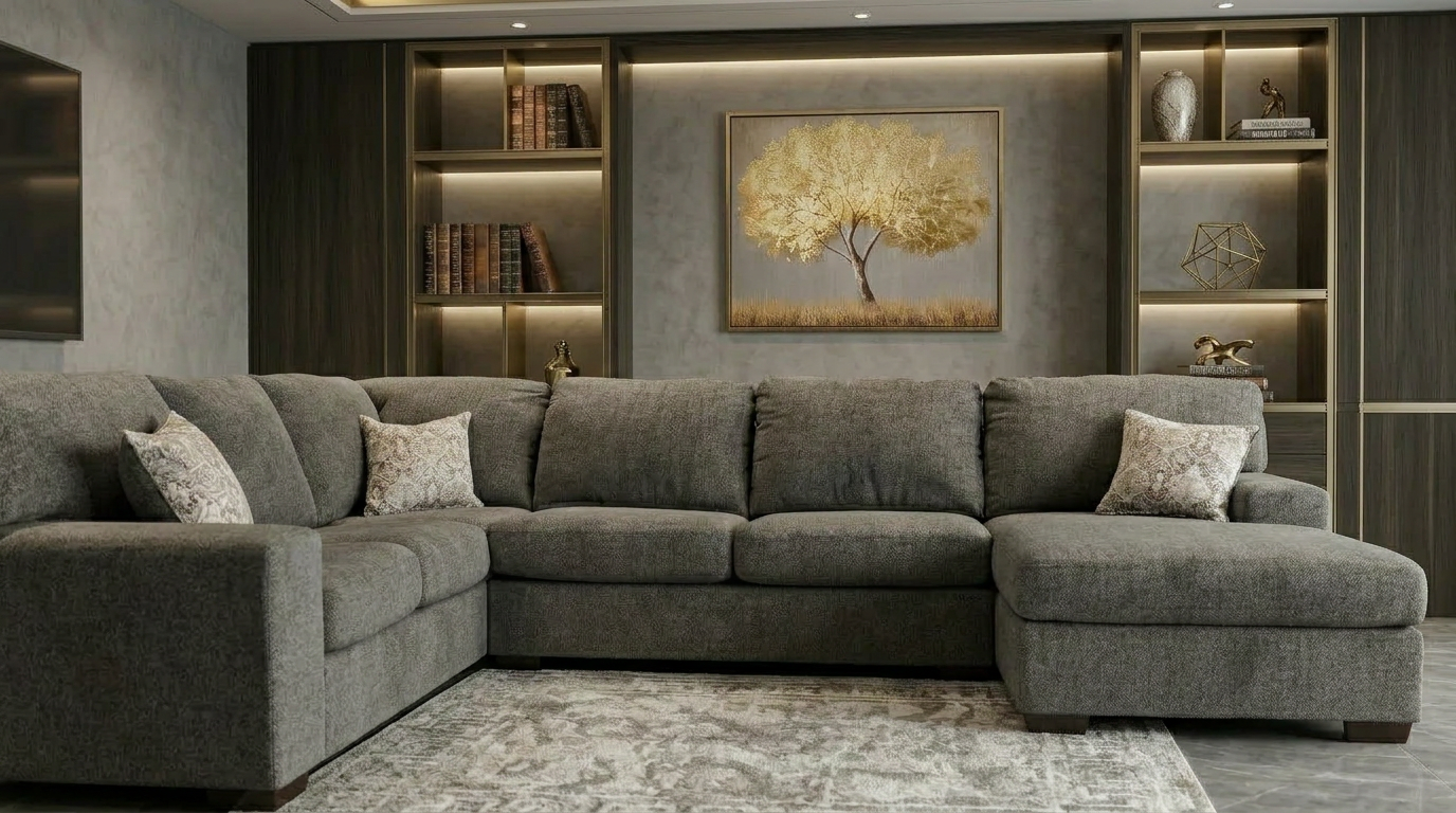Austin  Ash Chenille Fabric Sectional S319