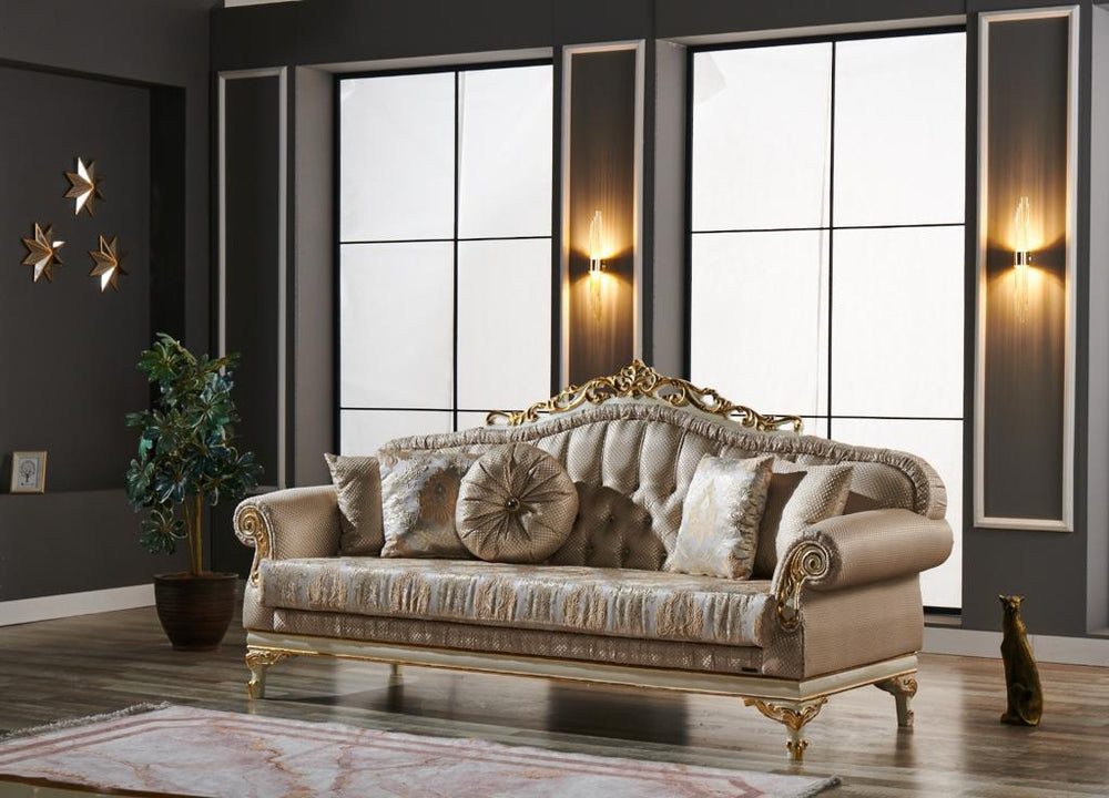Kardelen 2-pieces (1 Sofa & 1 Loveseat) Livingroom Set Cream