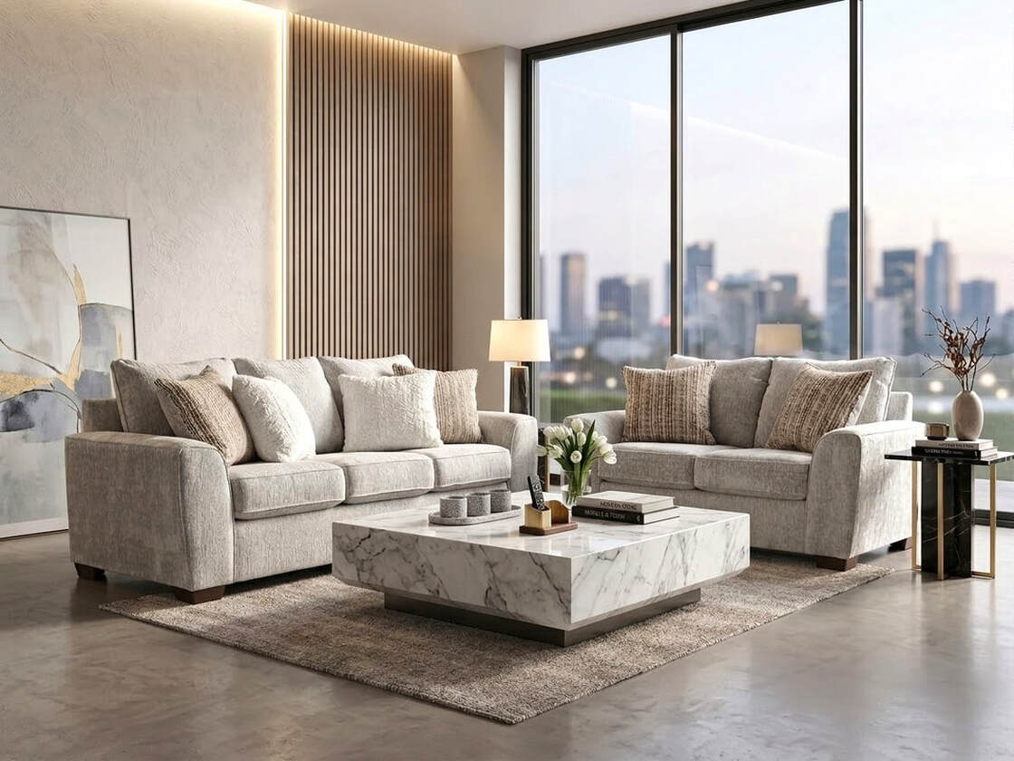 Ritz Gray Fabric Sofa and Loveseat 125