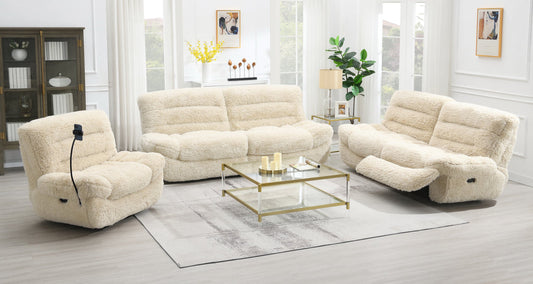 Fernand Beige Shaggy ULTRA PLUSH 3pc Reclining Set S3003