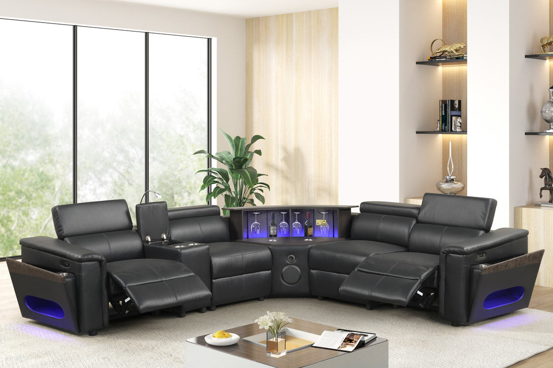 Holiday Black POWER/BLUETOOTH SPEAKERS Reclining Sectional