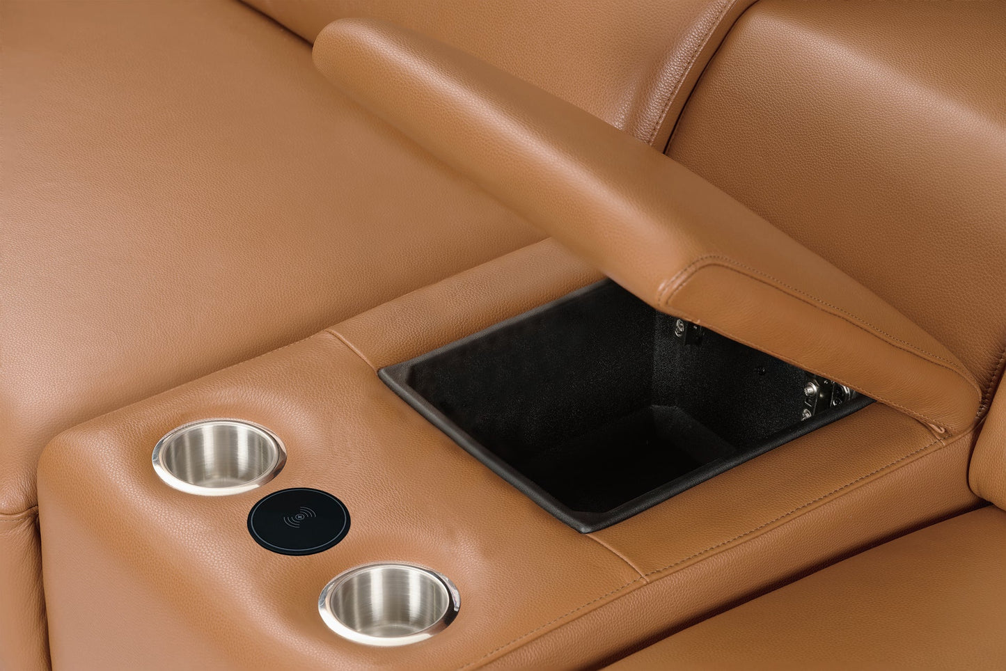 Picasso II Caramel 2-POWER Italian Leather 6pc Sectional  MI633