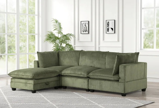 Cloud11 121" Green Cord Modular Sectional