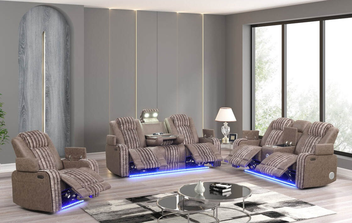 Classic 3pc POWER/LED/BLUETOOTH SPEAKERS Reclining Set