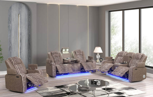 Classic 3pc POWER/LED/BLUETOOTH SPEAKERS Reclining Set