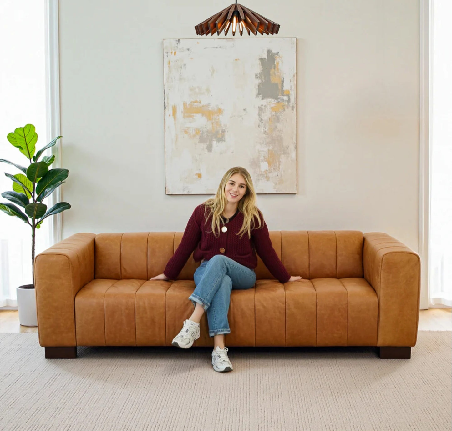 Dixon Waxy Tan Genuine Leather Sofa