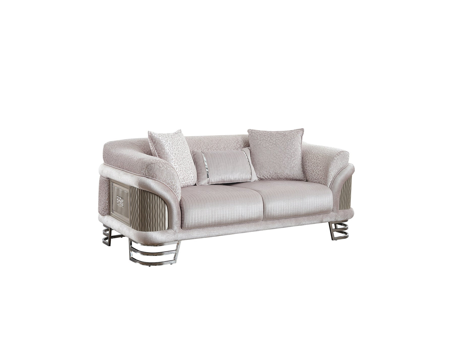 Versace 3-pieces (Sofa & Loveseat & Chair) Livingroom Set Light Grey