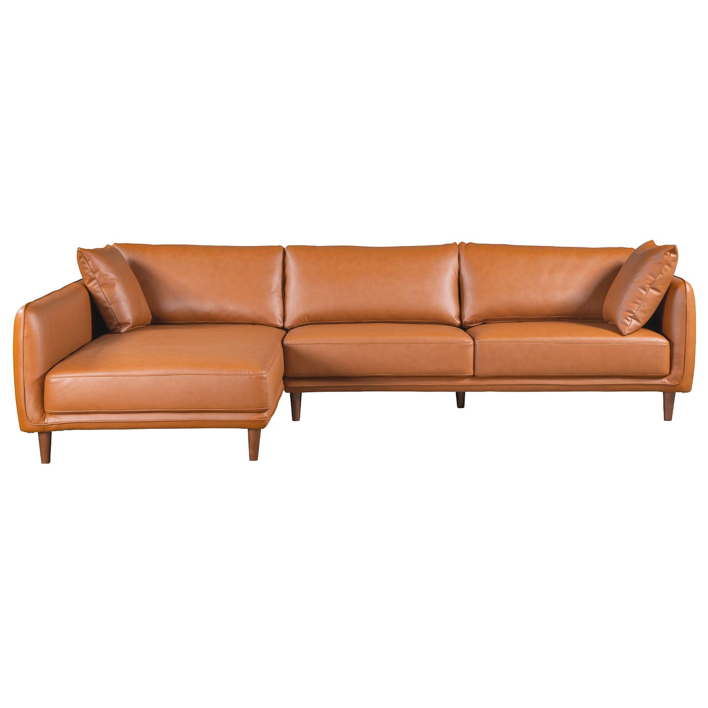 Monroe Cognac Vegan Leather Left-Facing 116.5"Sectional