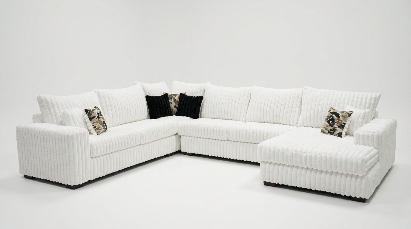 Eggshell White Corduroy OVERSIZED Sectional S320