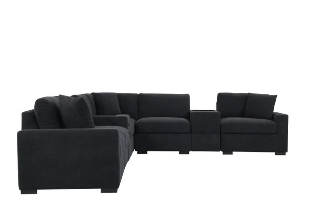 Barista Black BLUETOOTH SPEAKERS 8PC Modular Sectional Set