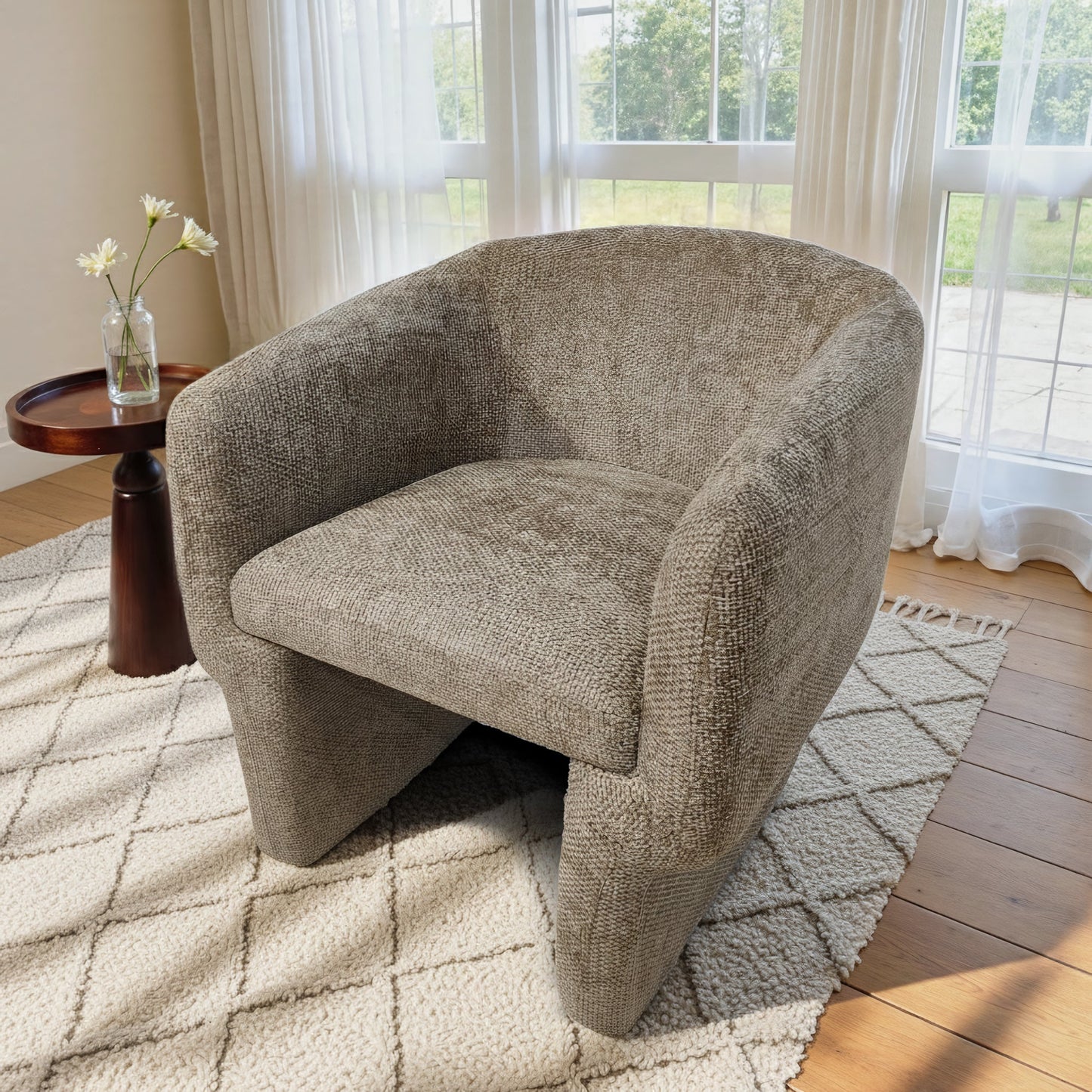 Wichita Light Brown Chenille Lounge Chair