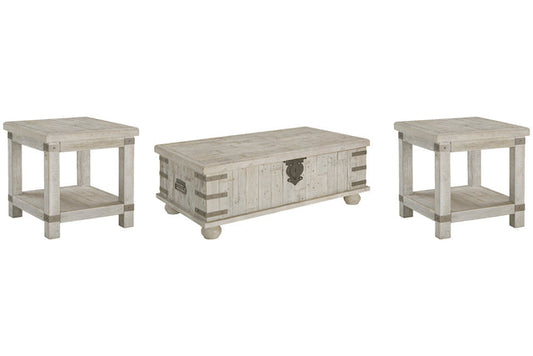 Carynhurst White Wash Gray Coffee Table and 2 End Tables T757
