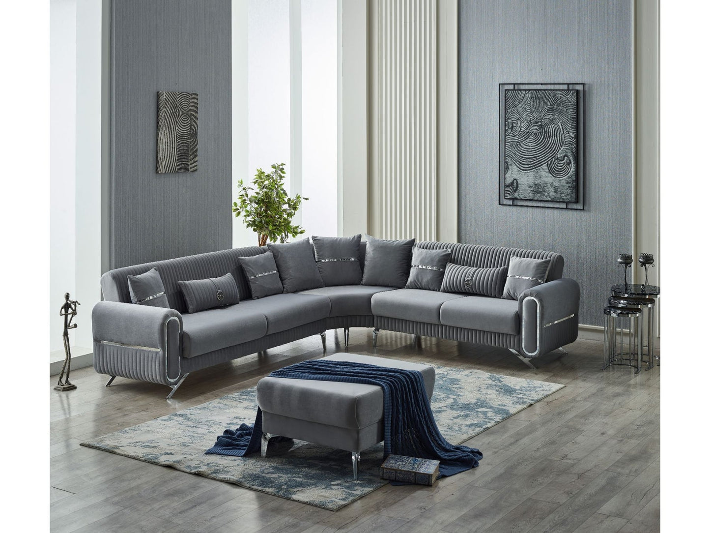 Royal Grey Convertible Sectional Sofa Grey