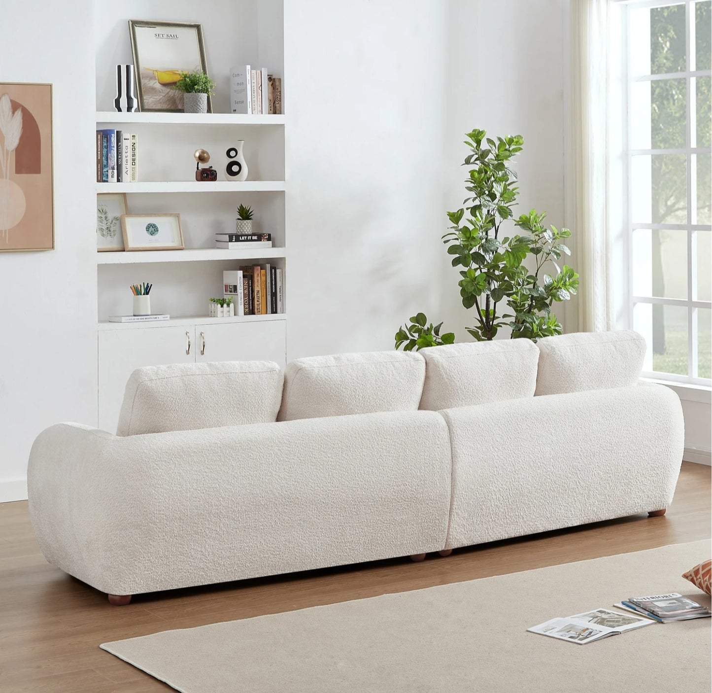 Paton Cream Mid-Century Modern 114.5'' Boucle Fabric Sofa