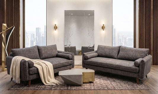 Vanti Grey Fabric Sofa and Loveseat