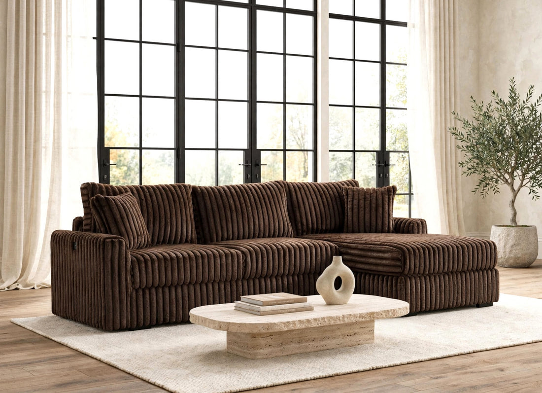 Sol Dark Chocolate Corduroy Reversible Sectional