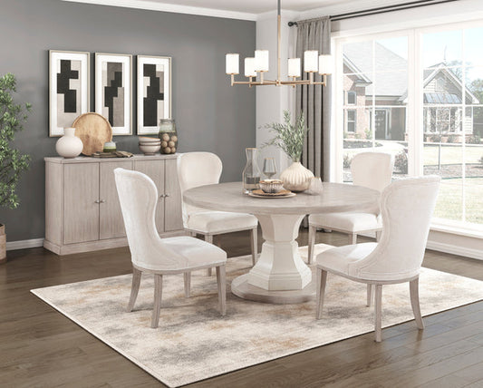 Lofton Light Gray/White Round Dining Set 6018
