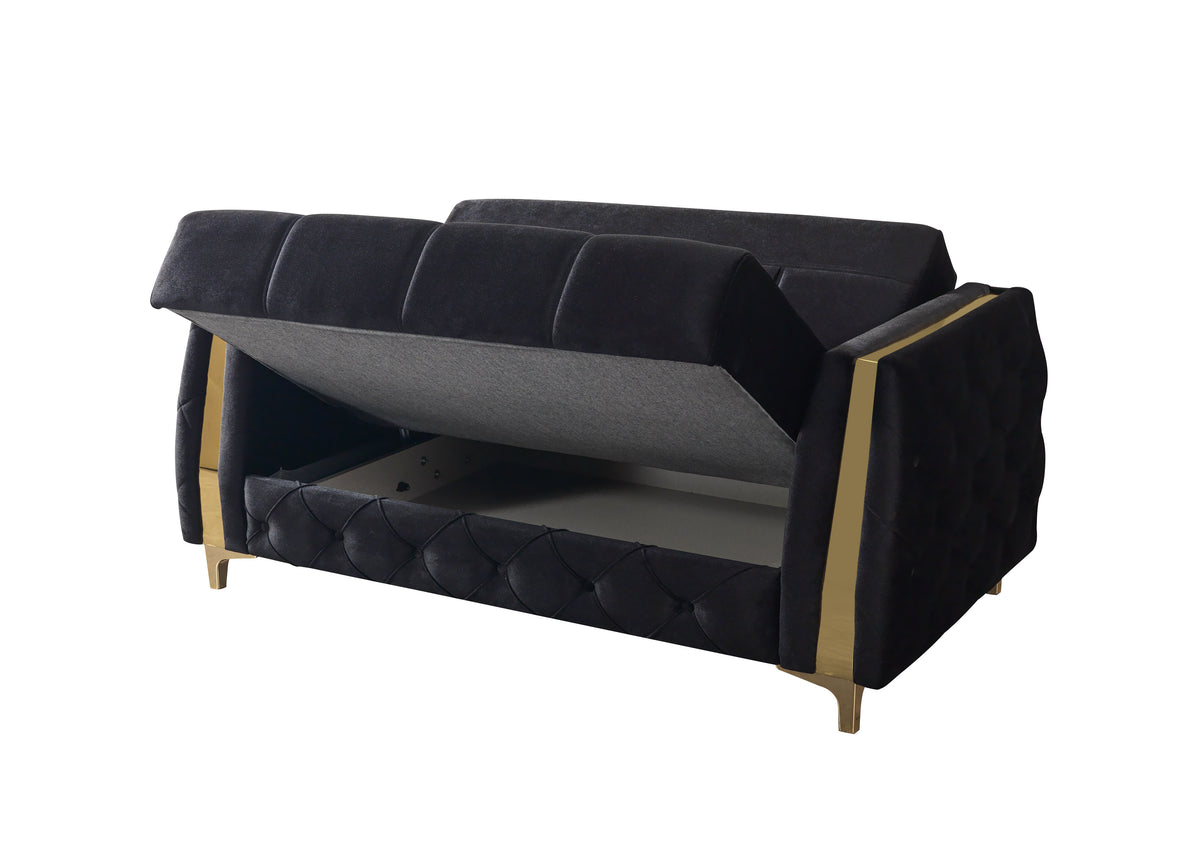 Florence Black Velvet Sofa 88" & Loveseat 64"