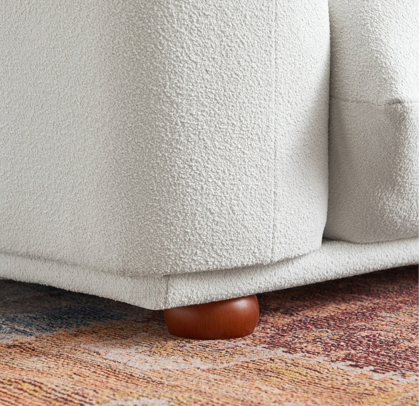 Kely Cream Mid-Century Modern 100'' Boucle Upholstered Sofa