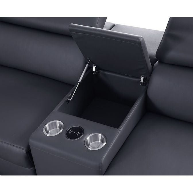 Picasso Dark Grey 3-POWER  Leather Match 7pc Sectional  MI631