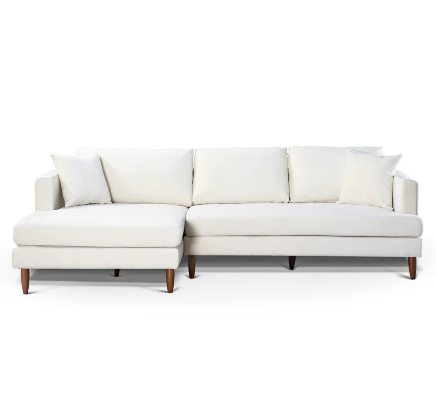 Blake 107" Cream Velvet L-Shaped Sectional Sofa Left Facing