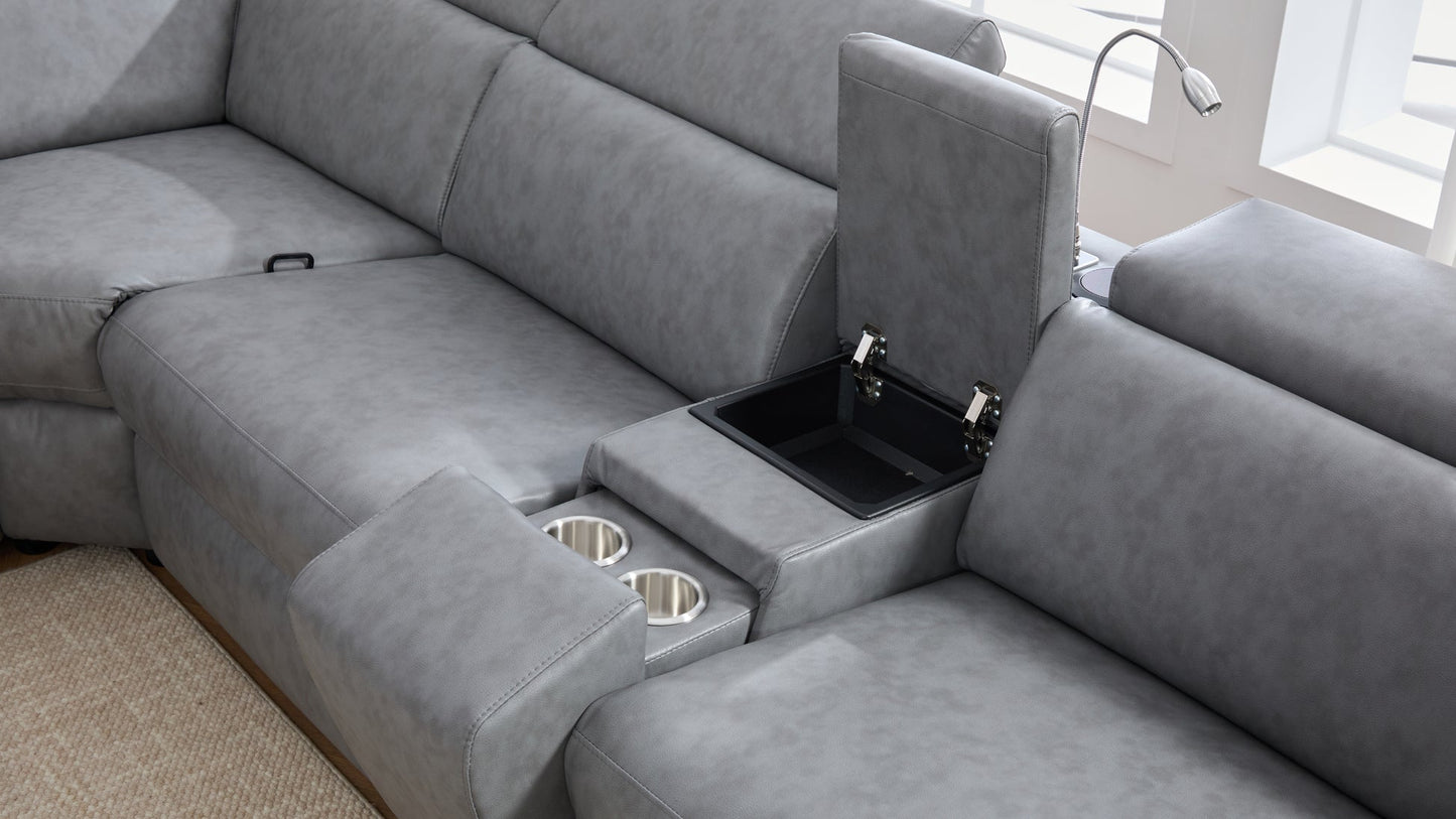 Divani Grey POWER/BLUETOOTH SPEAKERS RECLINING SECTIONAL S681