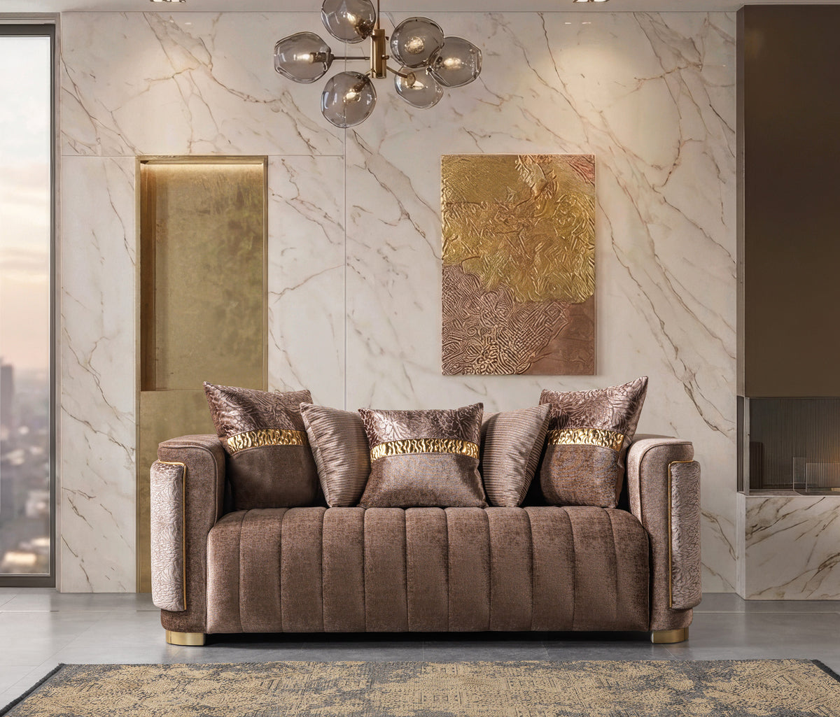 Carlina Coffee Luxury Living Room Set