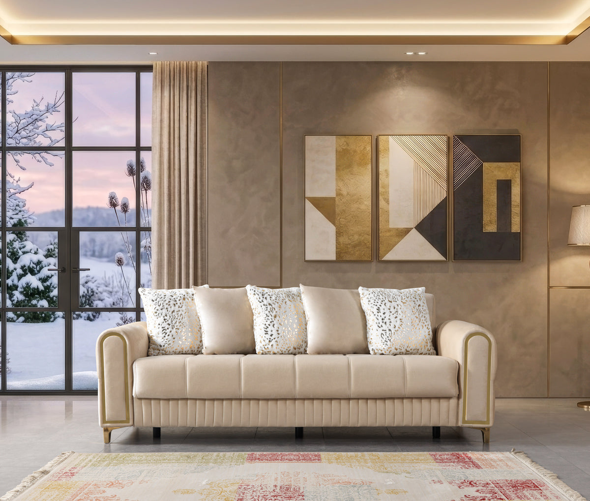 Sandra Ivory Velvet Sofa 88" & Loveseat 64"