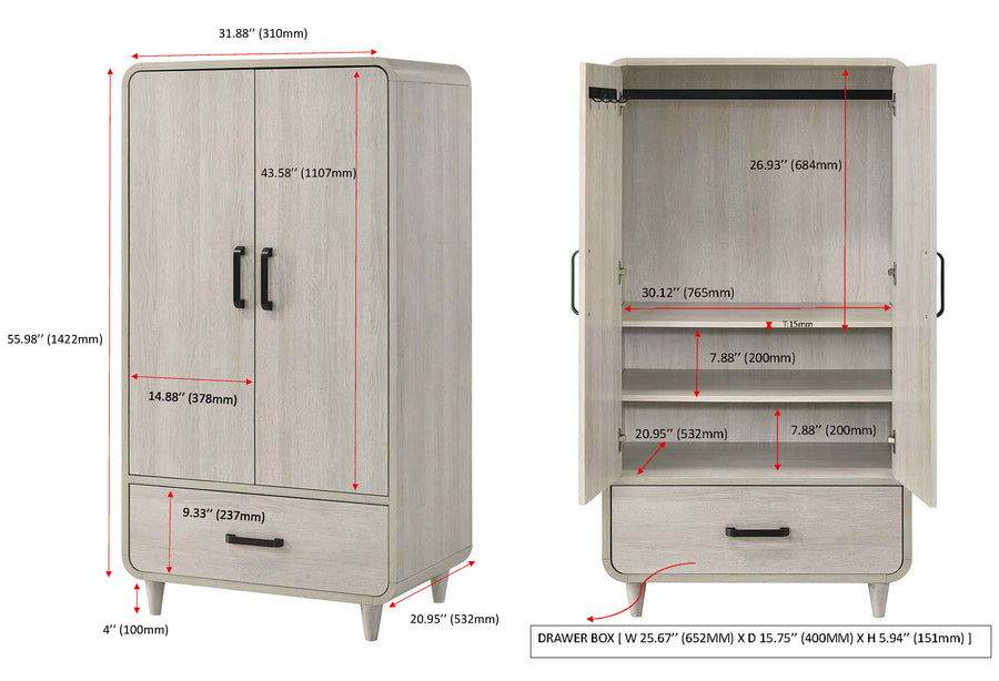 Nyomi White Armoire B4900