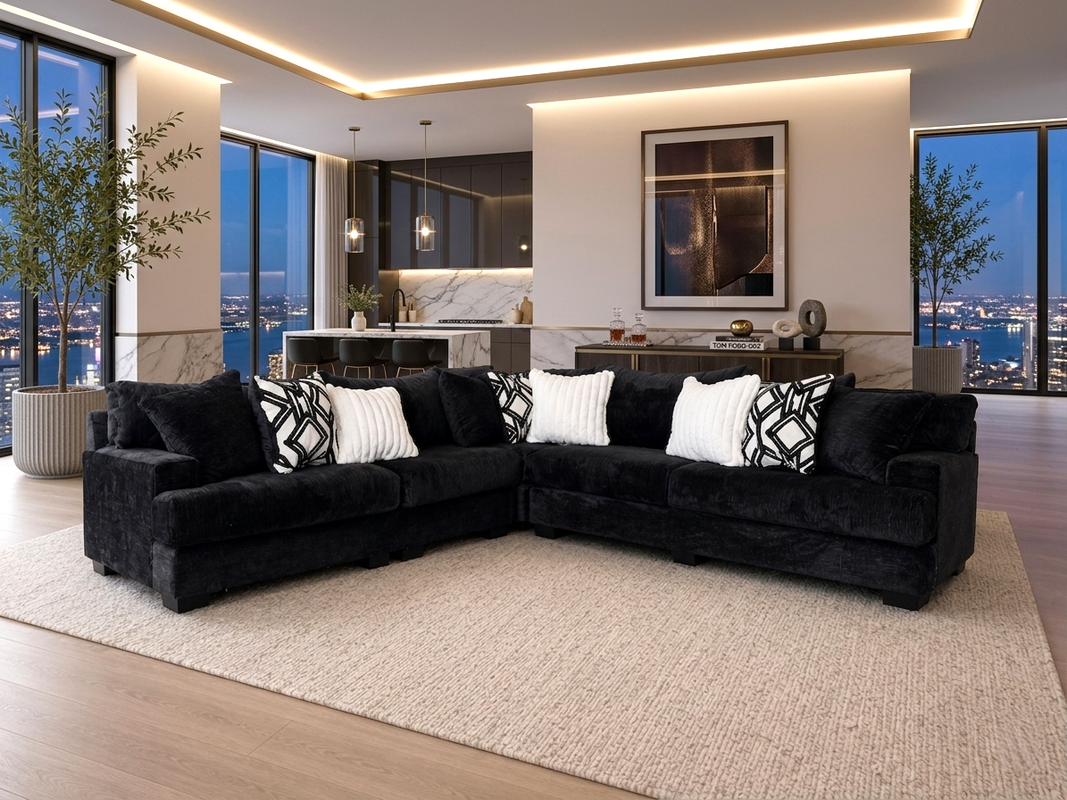 9650 Black OVERSIZED Sectional