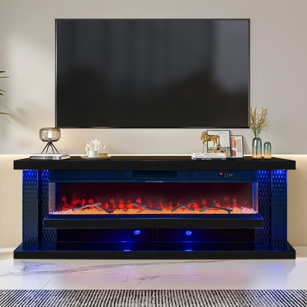 Aira Black LED/BLUETOOTH SPEAKERS  Fireplace Entertainment Center
