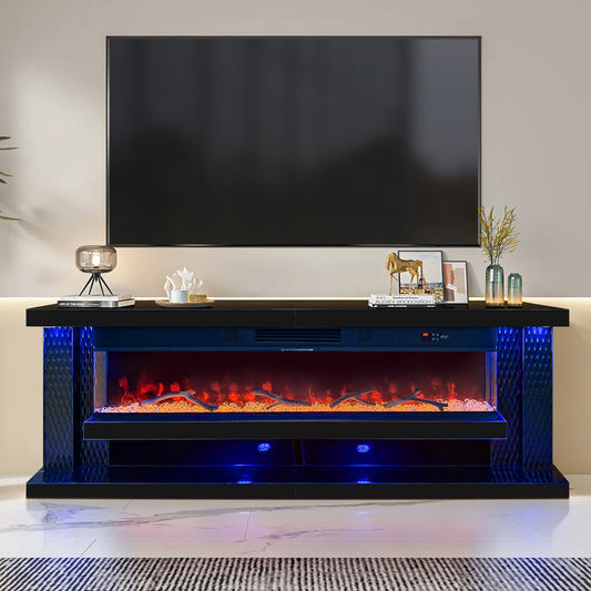 Aira Black LED/BLUETOOTH SPEAKERS  Fireplace Entertainment Center