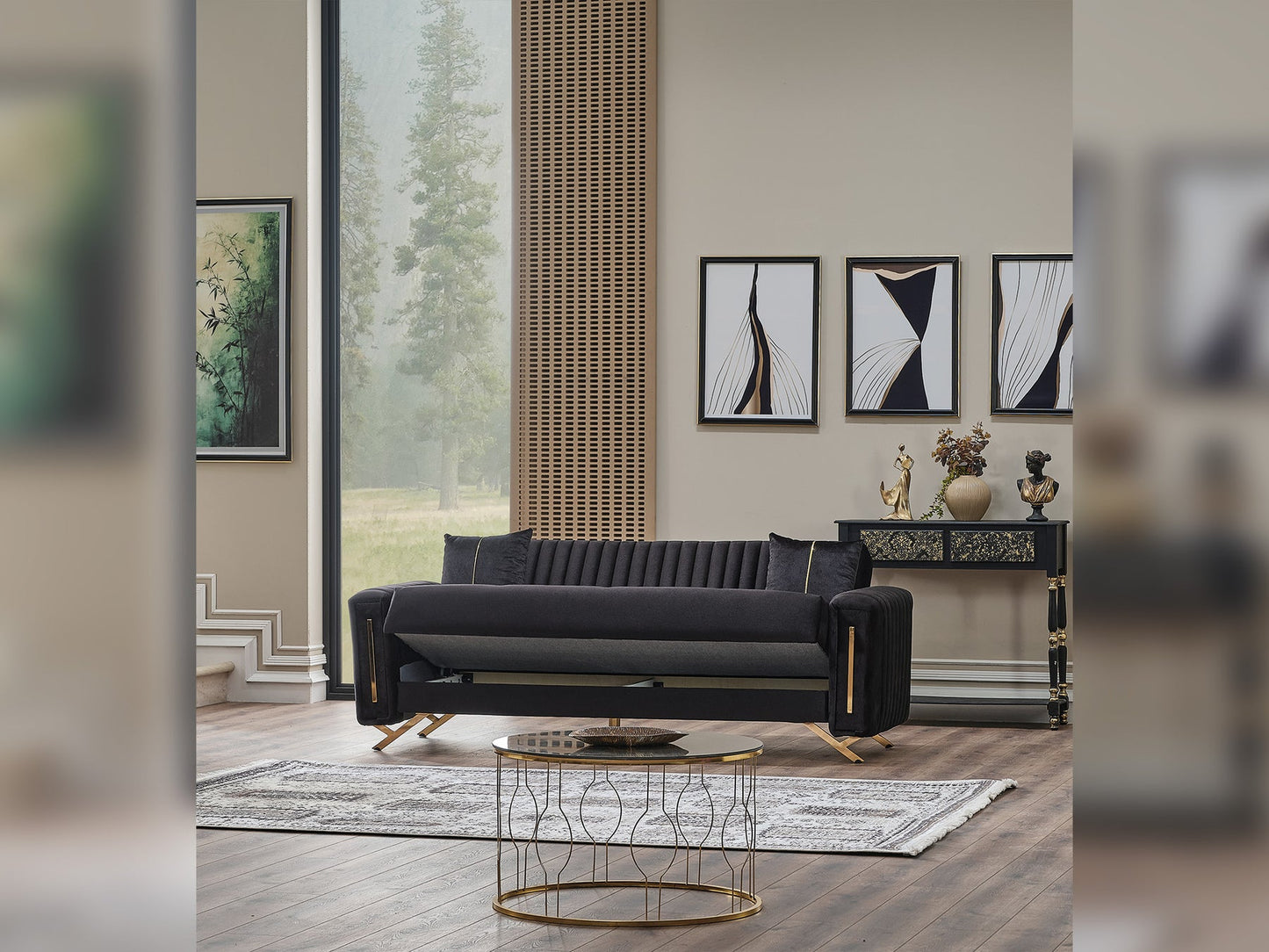 Senfoni 3-pieces (Sofa & Loveseat & Chair) Livingroom Set Black