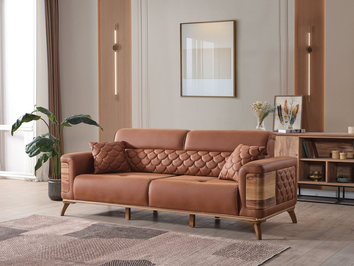 Ruby 3-pieces (Sofa & Loveseat & Chair) Livingroom Set Brick