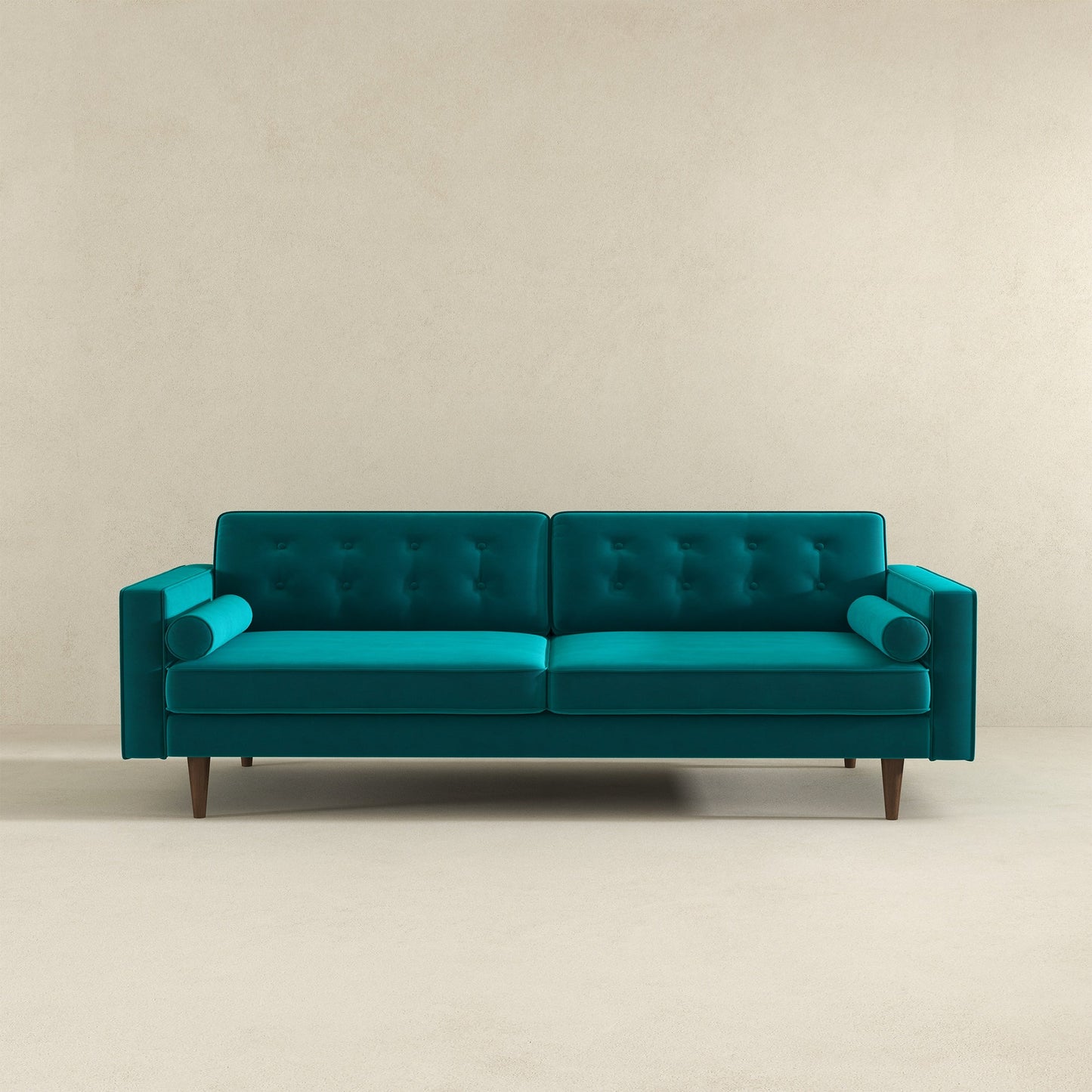 Casey 84" Mid-Century Modern Teal Velvet Sofa