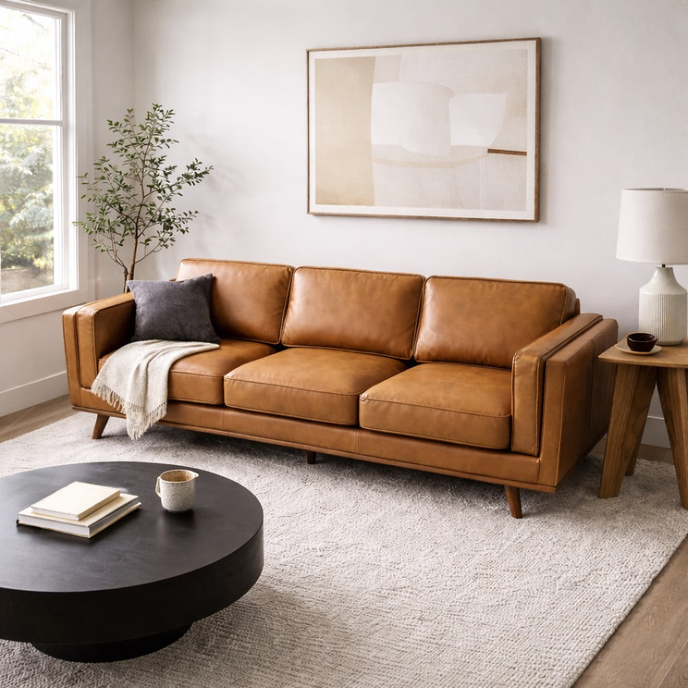 Chase 91"  Tan Genuine Leather Sofa