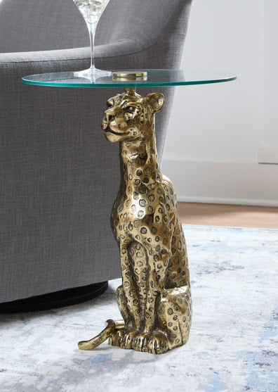 Vallain Antique Gold Finish Accent Table A4000605