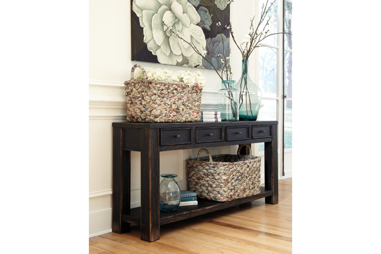 Gavelston Black Sofa/Console Table T732