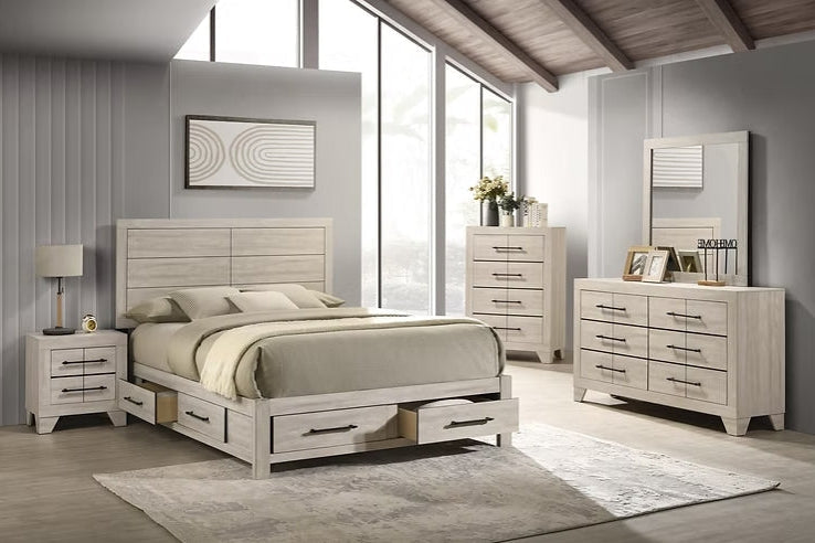 Ozias Beige/White Wash Platform Bedroom Set B1375